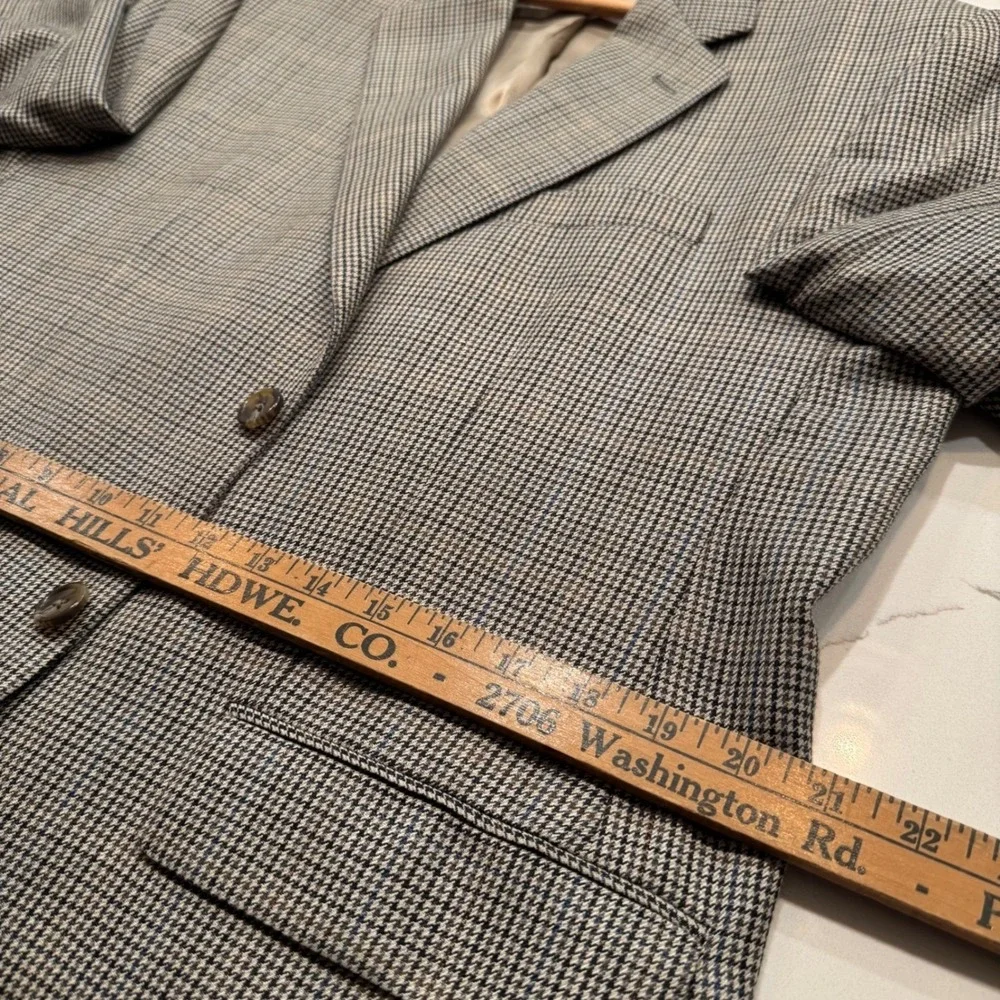 Lauren Ralph Lauren Silk Wool Houndstooth Sport Coat Blazer 42R Made in Canada
